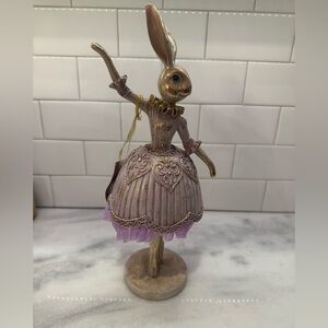 Jolie Fleur Spring Collection Ballerina Bunny Rabbit Figurine Pastel Gold NWT